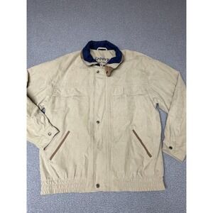 Vintage mens Groovy casual wear jacket bomber varsity tan size 56 US Large